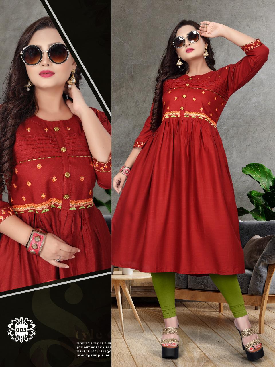 Vanshika 001 Fancy Ethnic Wear Embroidery Kurti Collection